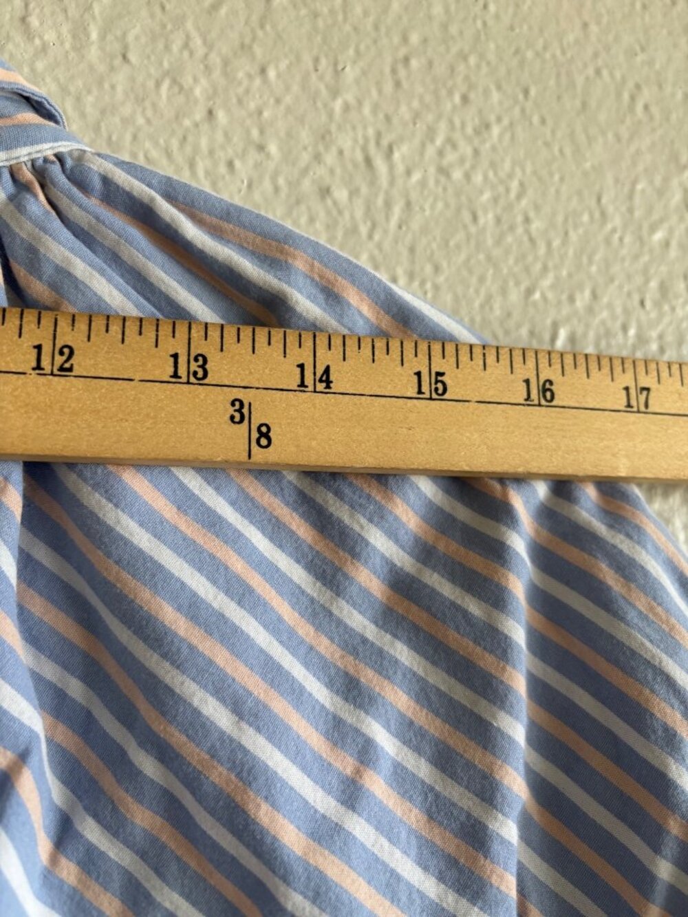 Anthropologie Maeve Zooey Bubble Sleeve Striped Blouse XL Cotton Blue Pink - Picture 11 of 13